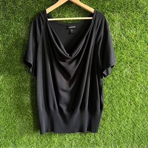 Lane Bryant 22 24 Black Cowl Neck Knit Shirt Plus